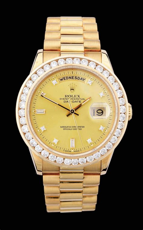 rolex president day-date diamaond bezel|rolex gold with diamonds price.